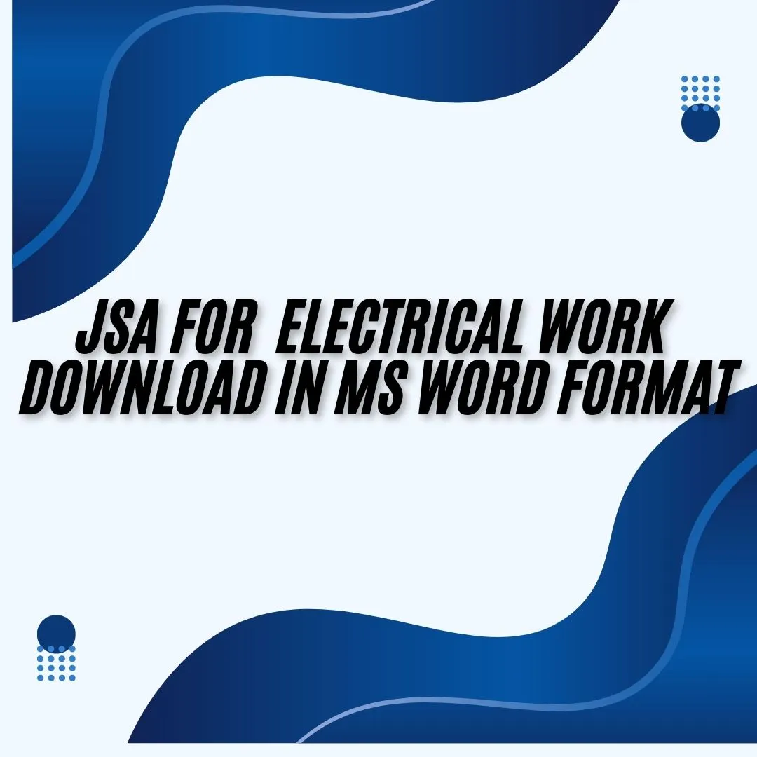 JSA for Electrical Work
